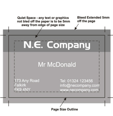 Artwork Guide Quiet Space and Bleed for Business Cards